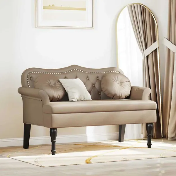 Banco Chesterfield com almofada Cappuccino 120,5 x 65 x 75 cm
