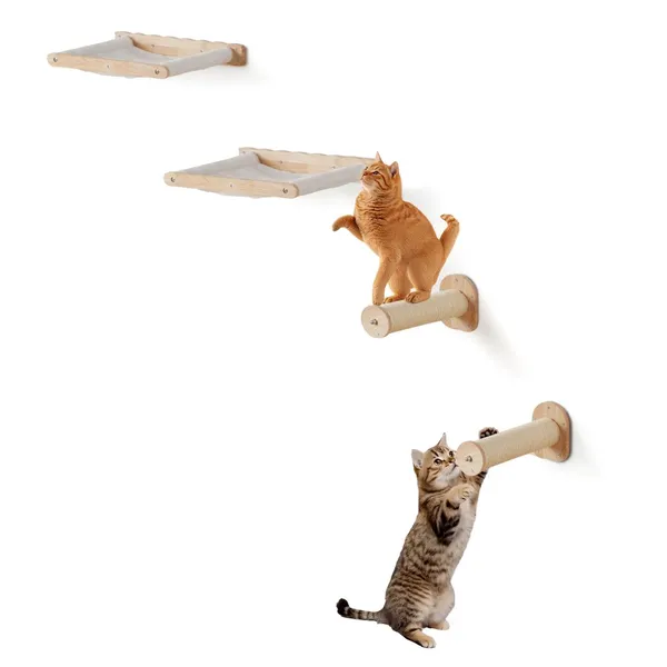 Prateleiras parede gatos, conjunto 4 unidades até 40 lb