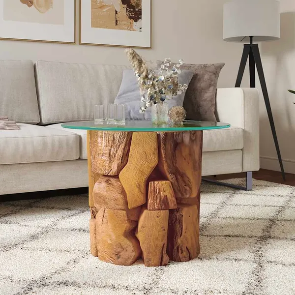 Mesa de centro 60 cm madeira flutuante de teca maciça