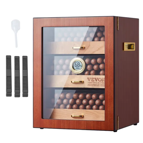 Humidificador de charutos 100-150, madeira de cedro espanhol com higrómetro