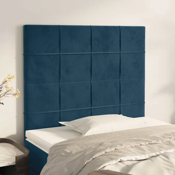 Cabeceira Azul Escuro 80x5x118/128 cm Veludo
