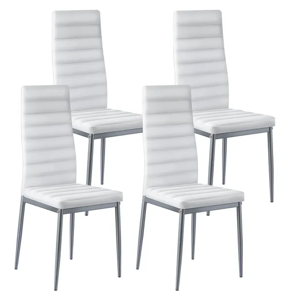 Cadeiras sala jantar, 4 un, couro, pernas metal