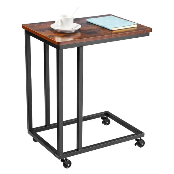 Mesa lateral C rodas 50x35x60cm madeira