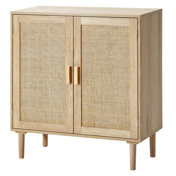 Armário Rattan 2 Portas Magnéticas Prateleiras Ajustáveis