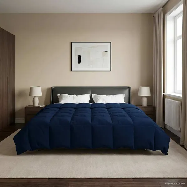 Edredom de Inverno Azul Escuro 240 x 260 cm Microfibra