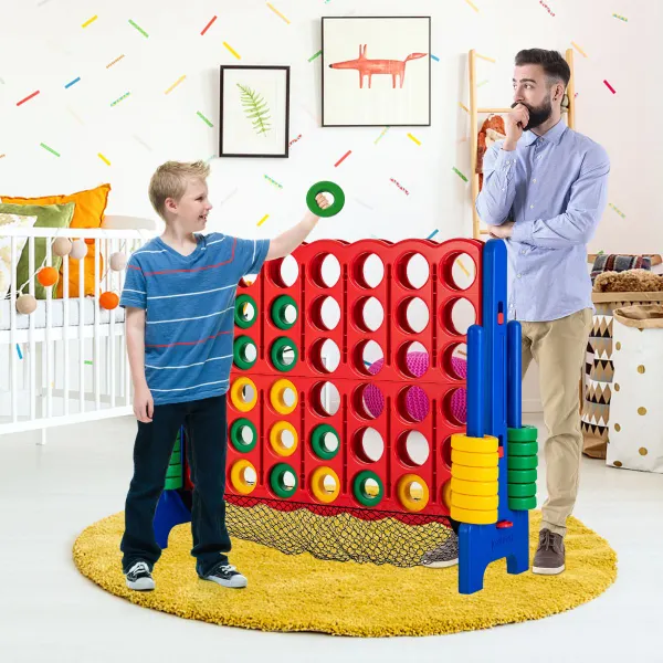 Puissance 4 Géante 119 cm avec Filet à Jetons - Jeu Familial Intérieur/Extérieur 42 Jetons