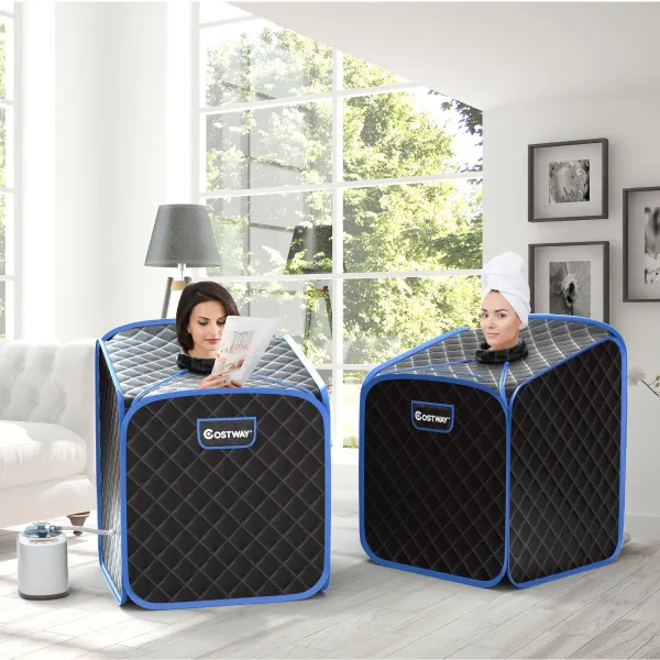 Sauna de Vapor Portátil Dobrável 2L com Cadeira - 9 Níveis de Temperatura 83×84×107cm