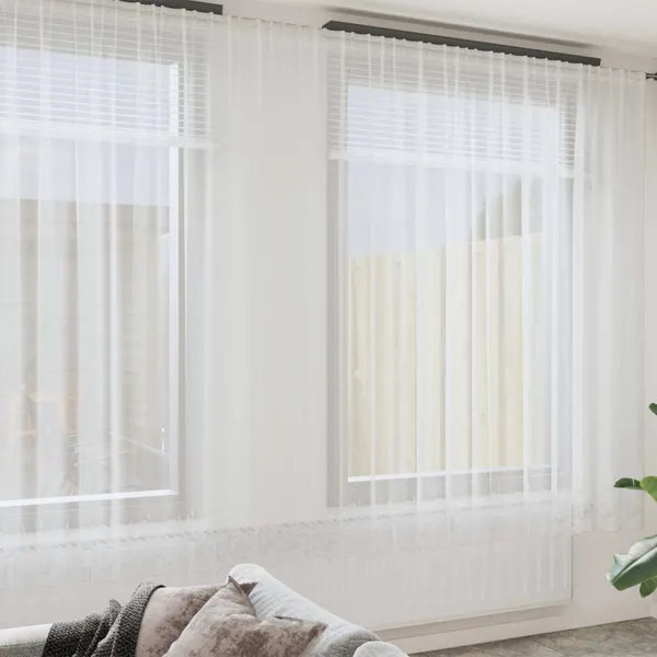 Cortina de Renda com cortinas Branco 1200 x 300 cm Poliéster
