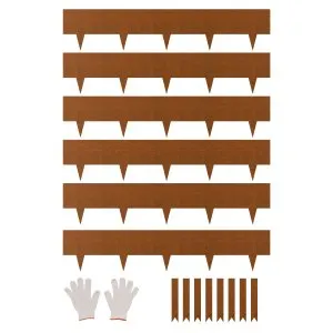 Bordadura paisagem aço 6 peças 101x20 cm resistente intempéries