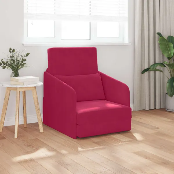 Sofá-Cama Vinho Vermelho 65 x 80 x 83 cm Veludo
