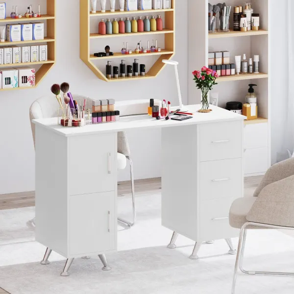 Mesa de Manicura com Gavetas e Suporte para Pulso | 108x45x76 cm