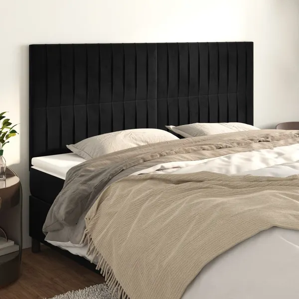 Cabeceira Preta 200x5x118/128 cm Veludo