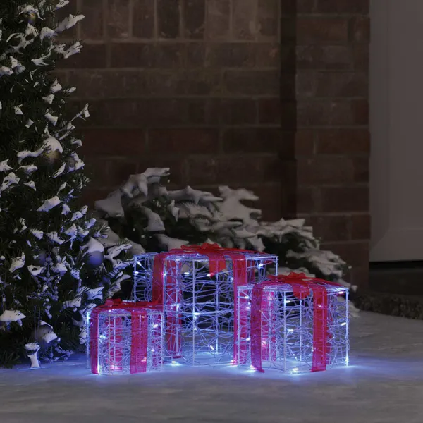Caixa de Presente com 60 LEDs 3 pcs Azul 20 x 20 x 20 cm Acrílo