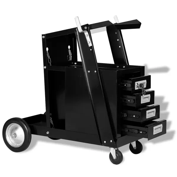 Carrinho de soldagem com 4 gavetas preto