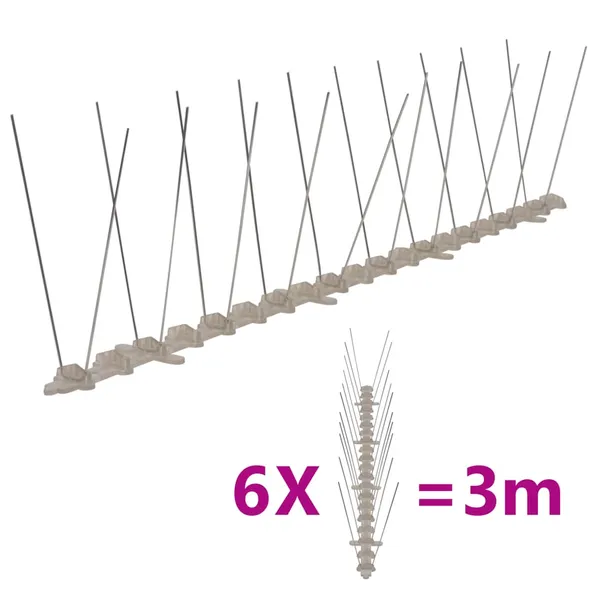 Conjunto 6 picos para pássaros e pombos 2 filas 3 m plástico