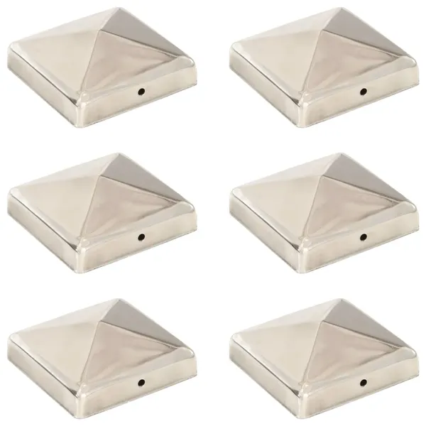 Tampas piramidais p/ postes vedação 6pcs aço inoxidável 91x91mm