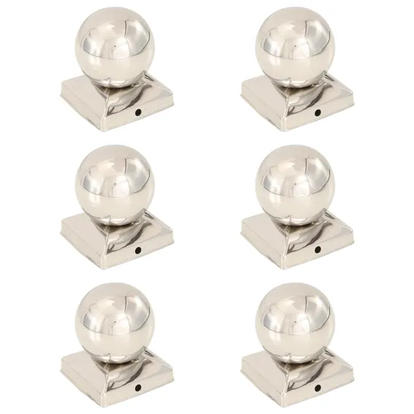 Tampas em globo p/ postes vedação 6 pcs aço inoxidável 91x91mm