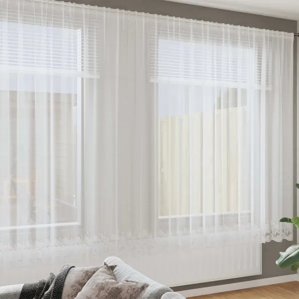 Cortina de Renda com cortinas Branco 750 x 240 cm Poliéster
