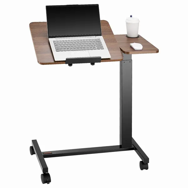Mesa ajustável para cama com tampo basculante e 4 rodas