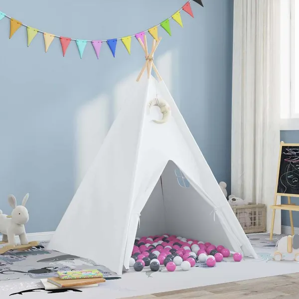 Tenda Teepee Branco 120 x 120 x 150 cm Tecido e Plástico