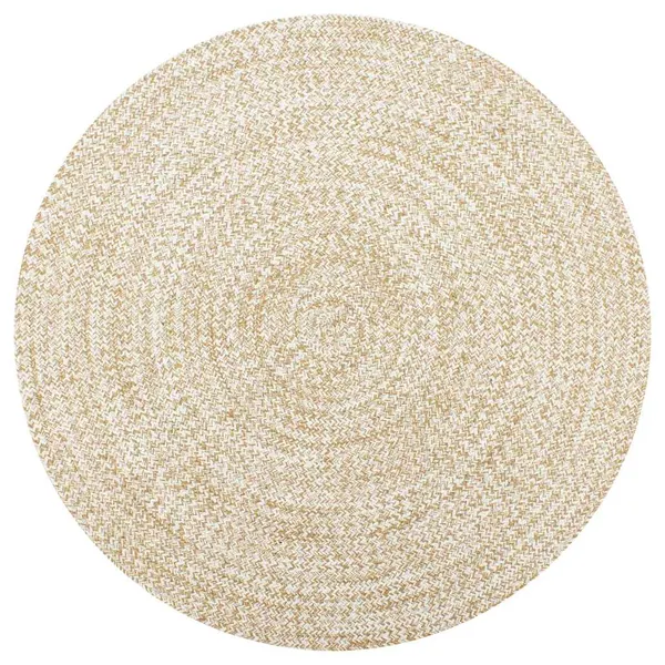 Tapete artesanal en yute blanco y natural 120 cm