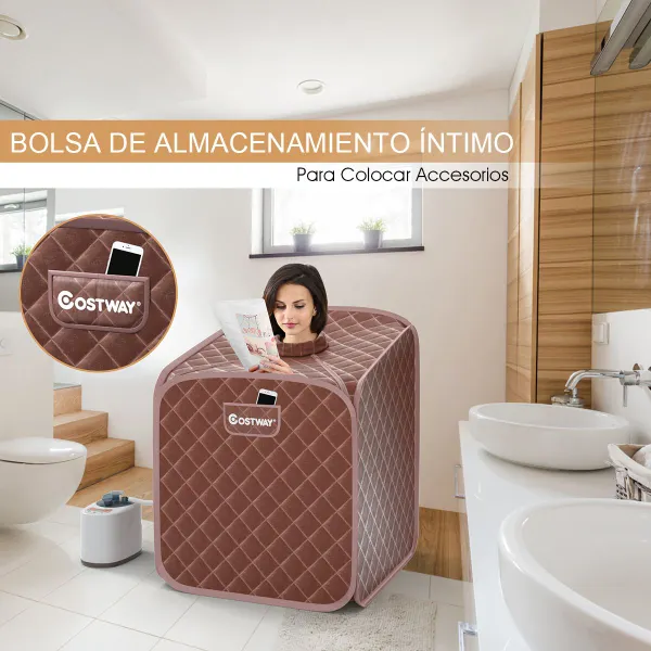 Sauna de Vapor Portátil Dobrável 2L com Cadeira - 9 Níveis de Temperatura 83×84×107 cm