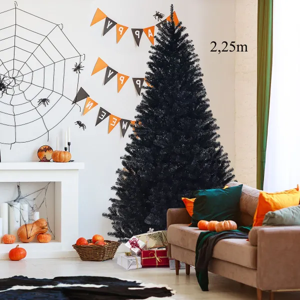 Árvore de Natal Halloween 2,25m com 1258 Ramos PVC Base Metal Fixa