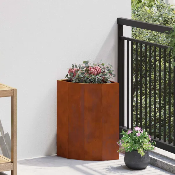 Vaso de Canto Ferro Enferrujado 30 x 30 x 50 cm Aço corten