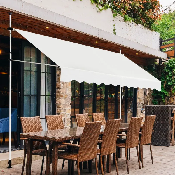 Tenda da Sole Retrattile Telescopica 300x120 cm Resistente ai Raggi UV Impermeabile Manovella