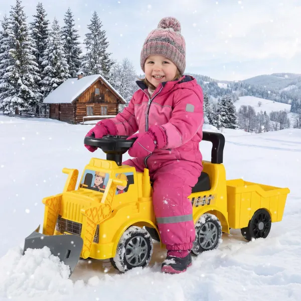 Voiture à Pousser pour Enfants avec Remorque, Pelle Excavatrice et Musique | 19-36 Mois