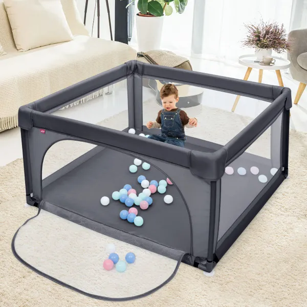 Parque para Niños Centro Actividad Portátil con Cercas de Seguridad y 50 Pelotas 126 x 126 x 68 cm