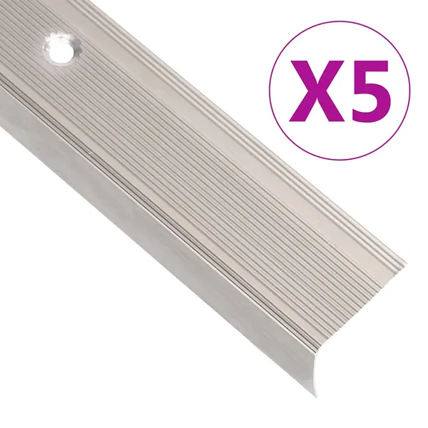 Perfil p/ escada em forma de L 5 pcs alumínio 90 cm champanhe