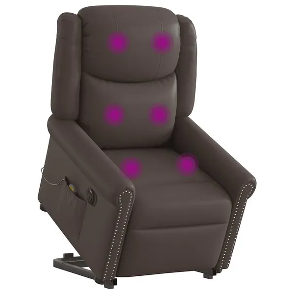 Poltrona reclinável massagens elevatória elétrica couro artif.