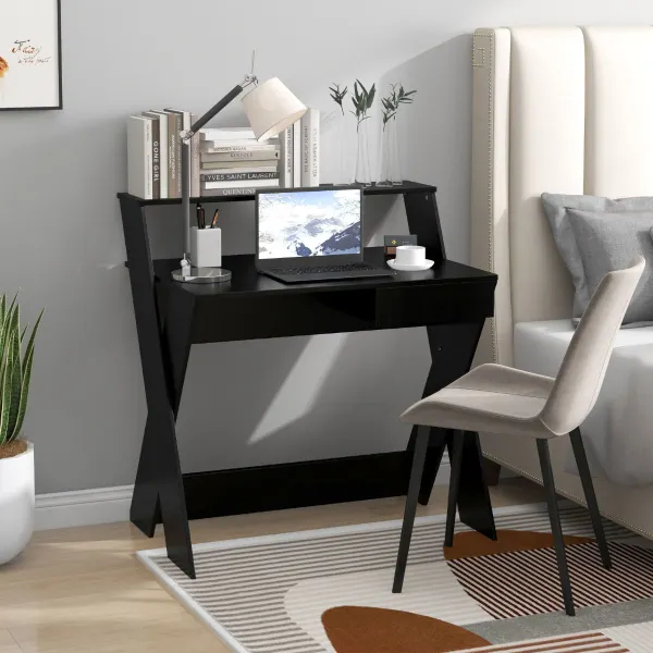 Mesa de Computador com Gaveta, Elevador de Ecrã e Reposapiés 90x60x94 cm