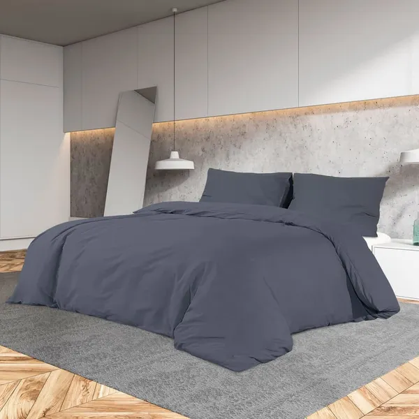 Conjunto de funda nórdica 140x200 cm microfibra ligera antracita