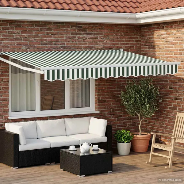 Toldo Retrátil Elétrico Verde e Branco 3,5 x 2,5 m