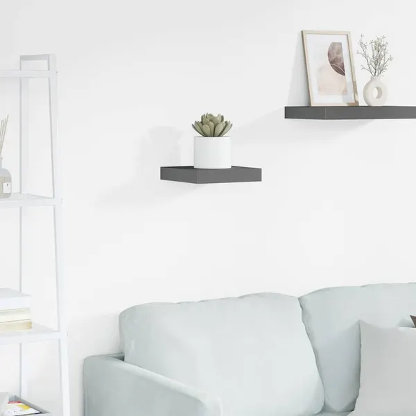 Prateleira parede suspensa 23x23,5x3,8 cm MDF cinza brilhante
