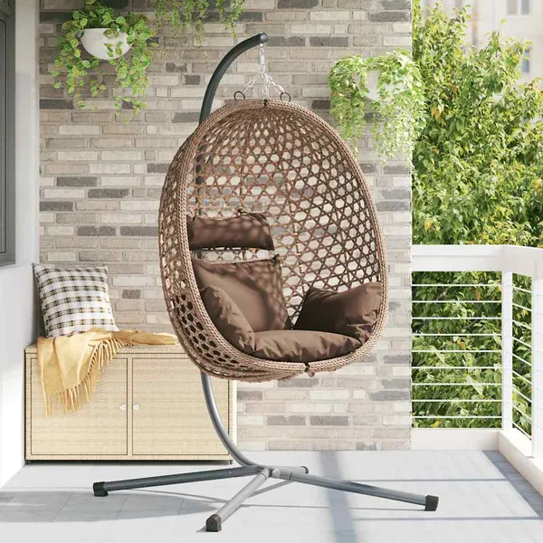 Cadeira suspensa tipo ovo café 104 x 100 x 191 cm vime PE