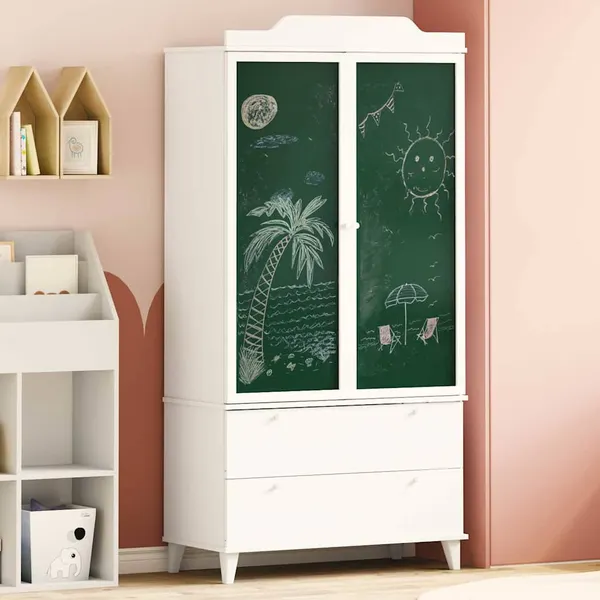 Guarda-roupa de Lousa com gaveta ROROS Branco 90 x 45 x 180 cm