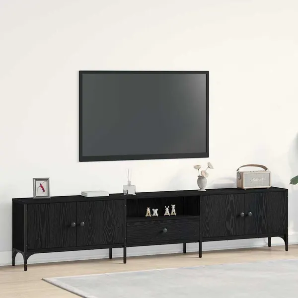 Gabinete para TV com gaveta Carvalho preto 200 x 25 x 44 cm