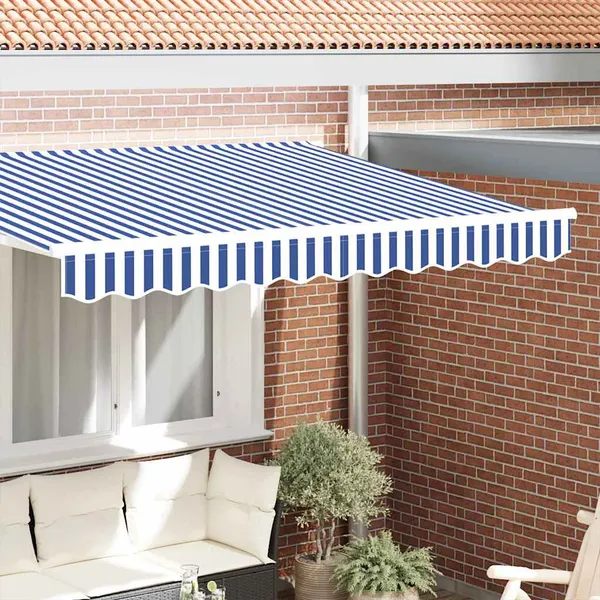 Valência de Toldos Azul e Branco 230 x 20 cm lona