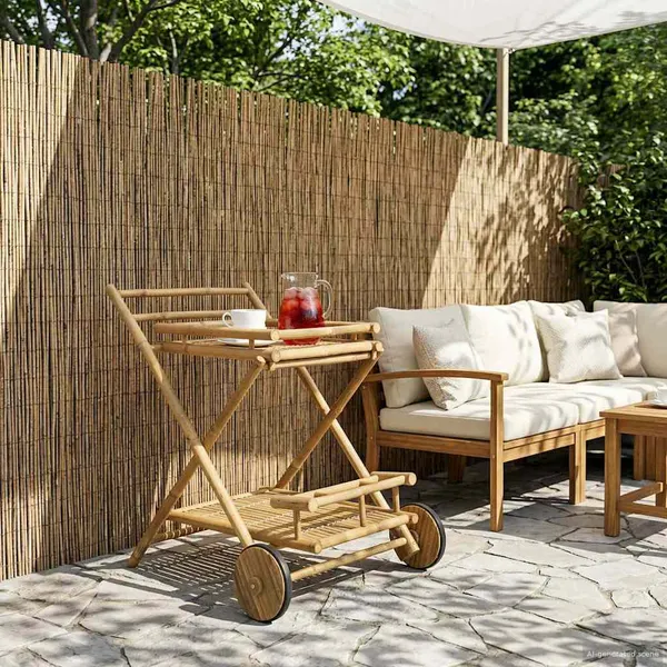 Carrinho de Chá com rodas Natural 79 x 67,5 x 84 cm Bambu