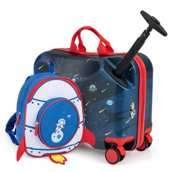 Ensemble de Bagages pour Enfants 2 Pièces - Valise 46cm et Sac à Dos 30cm avec Roulettes