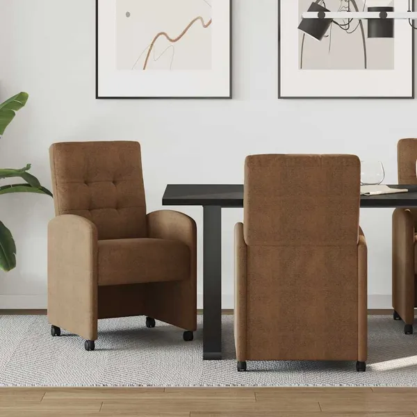 Cadeiras de Jantar com Rodas 2 pcs Castanho 58 x 67 x 97 cm