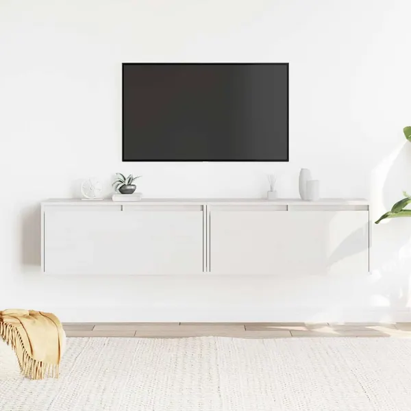 Armários de parede 2 pcs 80x30x35 cm pinho maciço branco