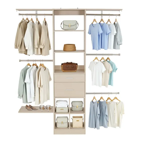 Sistema closet 2 gavetas 5 varões cinzento ajustável