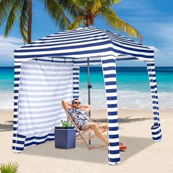 Tenda de Praia Portátil com Parede Lateral Desmontável 183x183 cm UPF50+