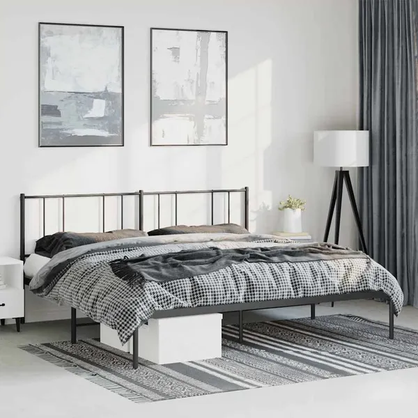 Estrutura de cama com cabeceira 193x203 cm metal preto
