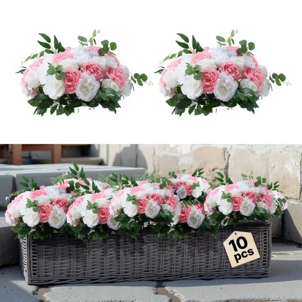 Bolas florais arranjo 10 unidades 450mm rosas brancas rosa