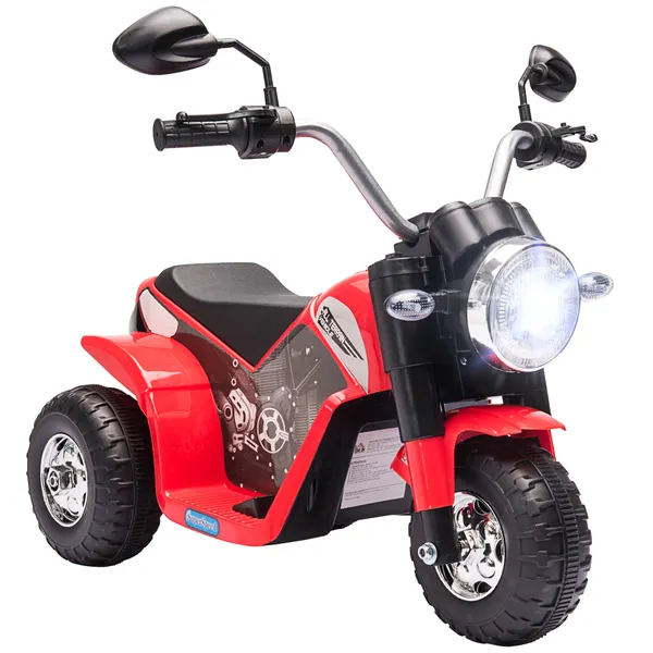 Moto électrique pour enfants avec 3 roues tricycles 6V pour enfants 18-36 mois avec phare Horn 72x57x56cm rouge